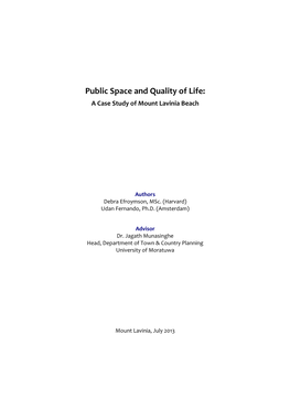 Public Space and Quality of Life: a Case Study of Mount Lavinia Beach
