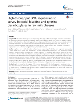 High-Throughput DNA Sequencing to Survey Bacterial Histidine and Tyrosine Decarboxylases in Raw Milk Cheeses Daniel J