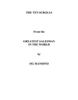 THE TEN SCROLLS from the GREATEST SALESMAN in THE