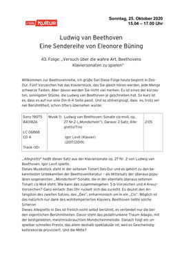 Ludwig Van Beethoven Eine Sendereihe Von Eleonore Büning