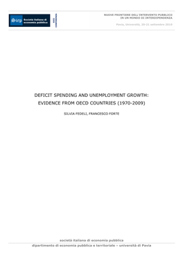 Deficit Spending and Unemployment Growth: Evidence from Oecd Countries (1970-2009)