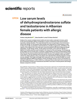 Low Serum Levels of Dehydroepiandrosterone Sulfate