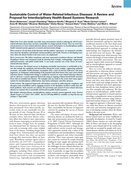 Sustainable Control of Water-Related Infectious Diseases: a Review And