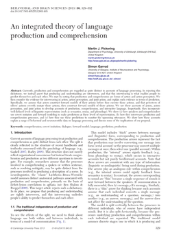 An Integrated Theory of Language Production and Comprehension