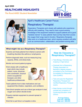 HEALTHCARE HIGHLIGHTS Respiratory Therapist