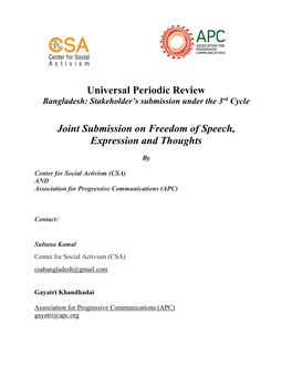 Universal Periodic Review Joint Submission on Freedom of Speech
