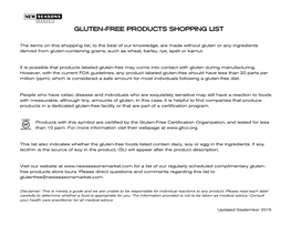 Gluten-Free Products Shopping List