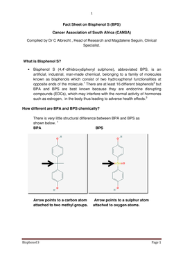 Fact Sheet on Bisphenol S (BPS) Cancer Association of South Africa