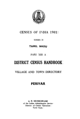 District Census Handbook, Periyar, Part XIII-A, Series-20