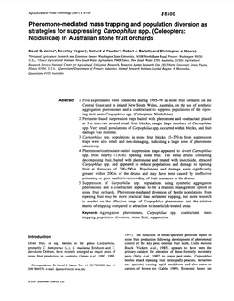 Pheromone-Mediated Mass Trapping and Population Diversion As Strategies for Suppressing Carpophilus Spp