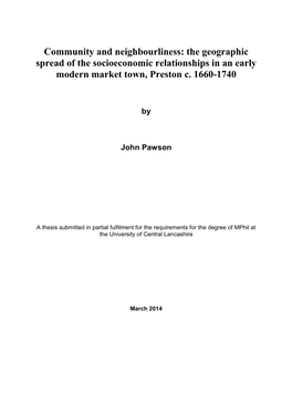 The Geographic Spread of the Socioeconomic Relationships in an Early Modern Market Town, Preston C