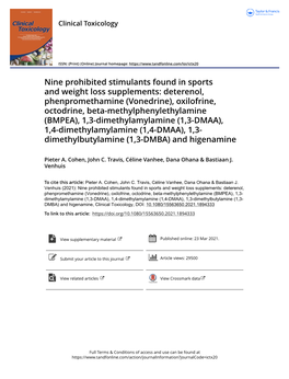 Nine Prohibited Stimulants Found in Sports and Weight Loss