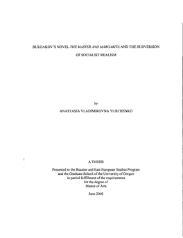 Bulgakov's Novel the Master and Margarita and the Subversion