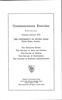 University of Notre Dame Commencement Program