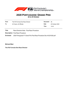 2020 PORTUGUESE GRAND PRIX 22 to 25 October