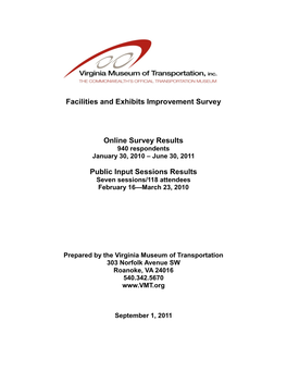 Facilities and Exhibits Improvement Survey Online Survey Results Public Input Sessions Results