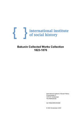 Bakunin Collected Works Collection 1823-1876
