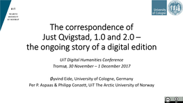 The Correspondence of Just Qvigstad, 1.0 and 2.0 – the Ongoing Story of a Digital Edition
