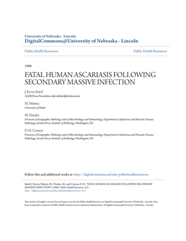 Fatal Human Ascariasis Following Secondary Massive Infection J