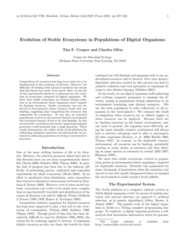 Evolution of Stable Ecosystems in Populations of Digital Organisms