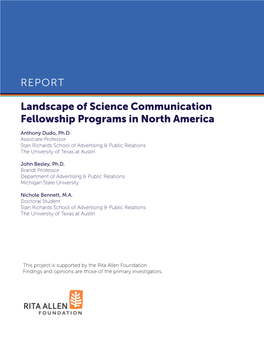 REPORT Landscape of Science Communication Fellowship