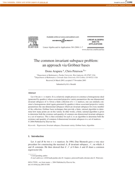 The Common Invariant Subspace Problem