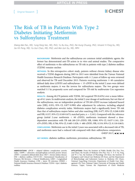 The Risk of TB in Patients with Type 2 Diabetes Initiating Metformin Vs&Nbsp