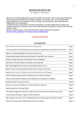 Memorandum N° 63/2018 | 19/07/2018