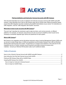 Pairing Institution and Instructor Canvas Accounts with MH Campus