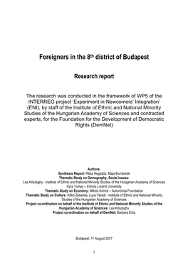 Foreigners in the 8Th District of Budapest