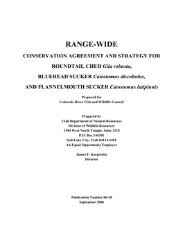 Rangewide Conservation Agreement for Roundtail Chub, Bluehead Sucker, and Flannelmouth Sucker