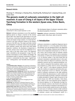 The Genesis Model of Carbonate Cementation in the Tight Oil Reservoir