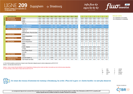 LIGNE 209 Duppigheim Strasbourg Horaires Valables Du 2 Septembre Au 0972 67 67 67 14 Décembre 2019 Appel Non Surtaxé