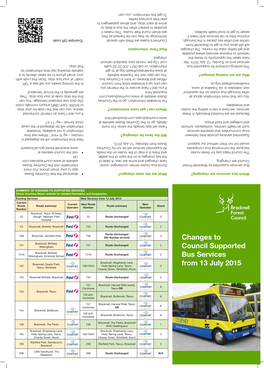 Changes to Council Supported Bus Services from 13 July 2015