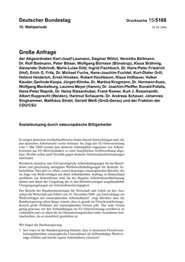 Große Anfrage Der Abgeordneten Karl-Josef Laumann, Dagmar Wöhrl, Veronika Bellmann, Dr