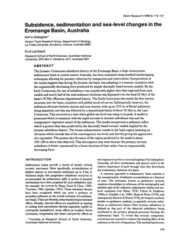 Subsidence, Sedimentation and Sea-Level Changes in the Eromanga