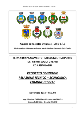 Progetto Definitivo Relazione Tecnico – Economica Comune Di Secli’