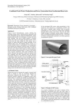 Combined Fresh Water Production and Power Generation from Geothermal Reservoirs