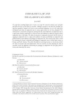 Comparative Law and the Claim of Causation