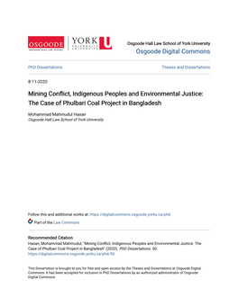 Mining Conflict, Indigenous Peoples and Environmental Justice: the Case of Phulbari Coal Project in Bangladesh