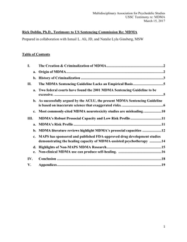 Multidisciplinary Association for Psychedelic Studies USSC Testimony Re: MDMA March 15, 2017