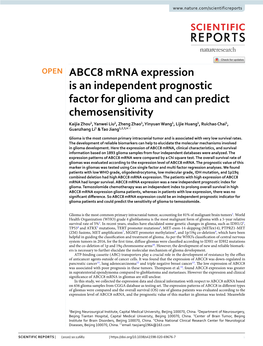 ABCC8 Mrna Expression Is an Independent Prognostic Factor For