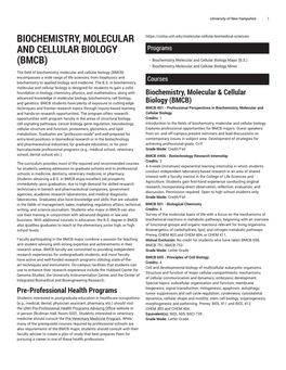 Biochemistry, Molecular and Cellular Biology
