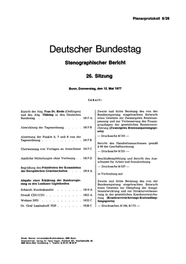 Deutscher Bundestag Stenographischer Bericht