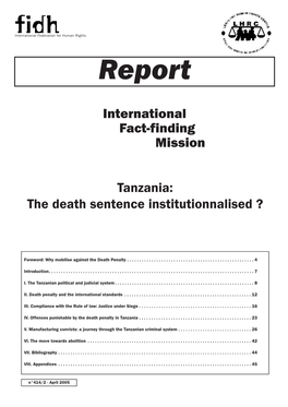 Tanzania: the Death Sentence Institutionnalised ?