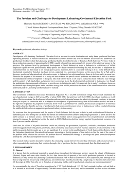 The Problem and Challenges to Development Lahendong Geothermal Education Park