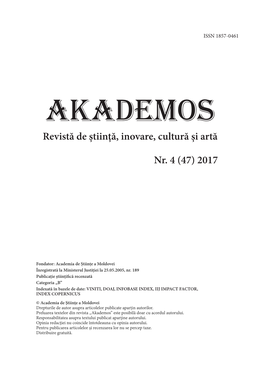 Revistă De Ştiinţă, Inovare, Cultură Şi Artă Nr. 4 (47) 2017