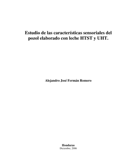 Estudio De Las Características Sensoriales Del Pozol Elaborado Con Leche HTST Y UHT