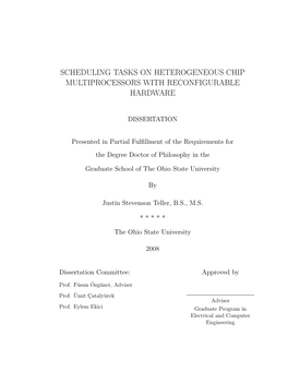 Scheduling Tasks on Heterogeneous Chip Multiprocessors with Reconfigurable Hardware