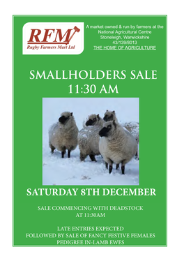 Smallholders Sale 11:30 Am